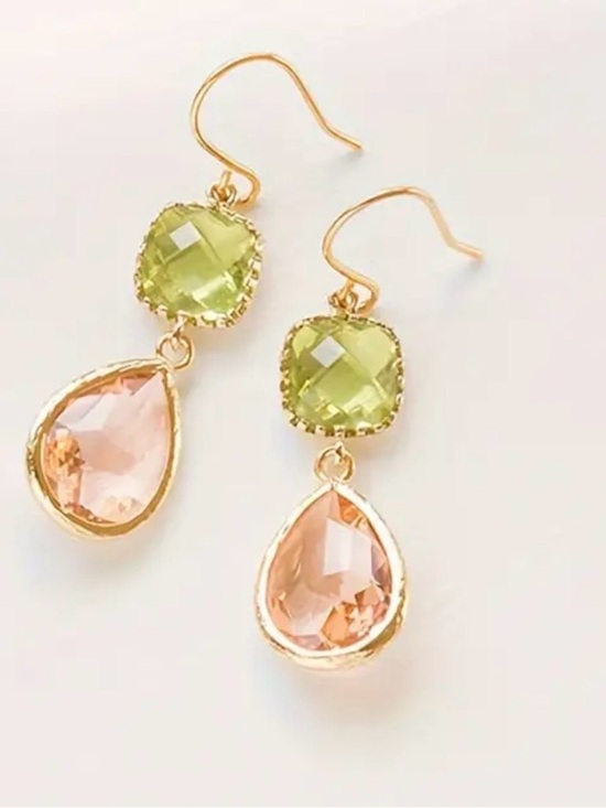 Jewelry - Olive and peach Bohemian style earrings